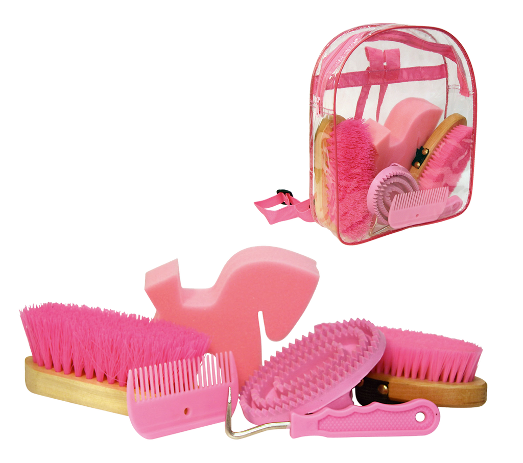 Grooming kit with 7 products in backpack pink