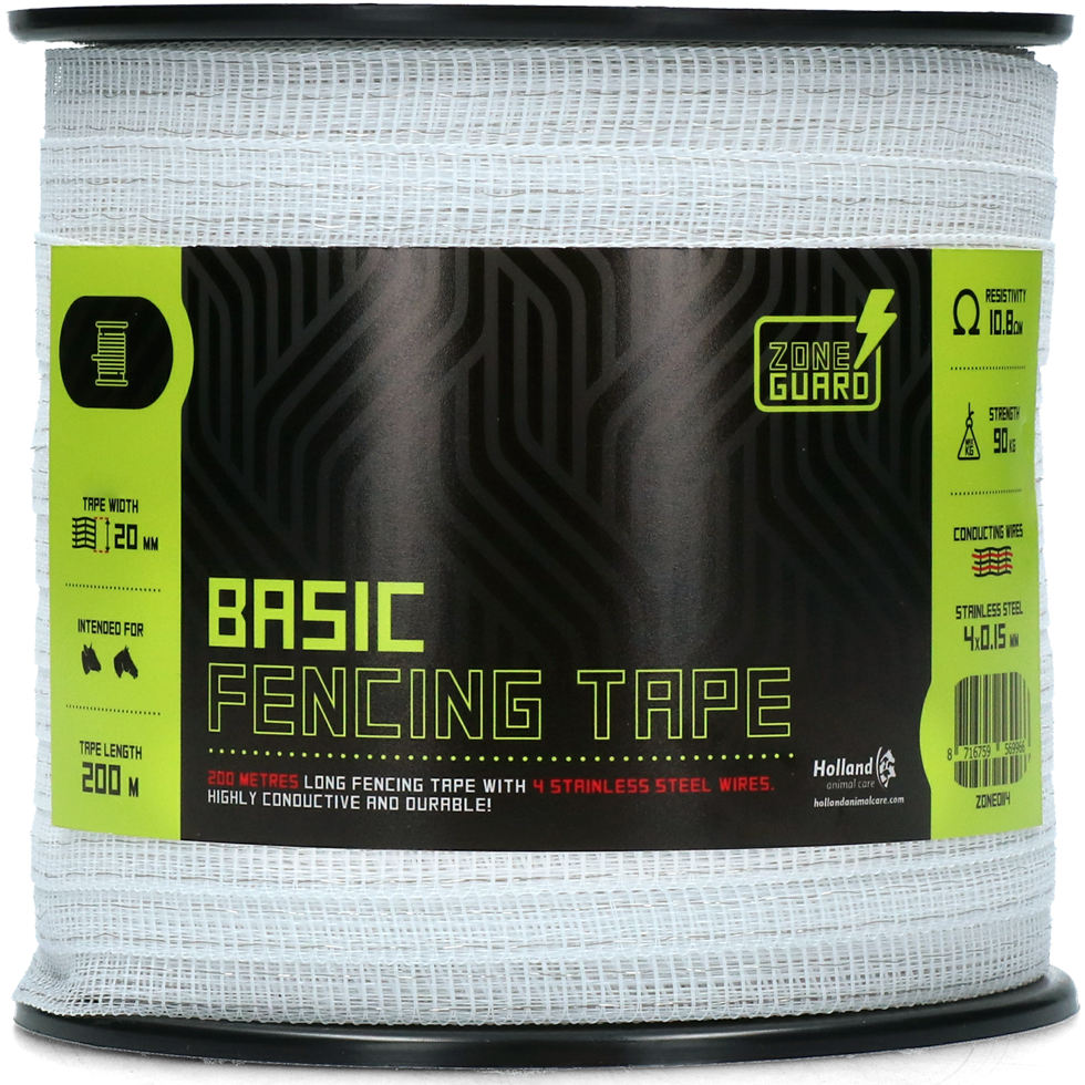 ZoneGuard 20 mm Basic fencing tape white 200 m (4 wires)
