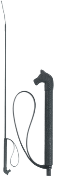 Riding crop 90cm black with horse-head-shaped PVC grip